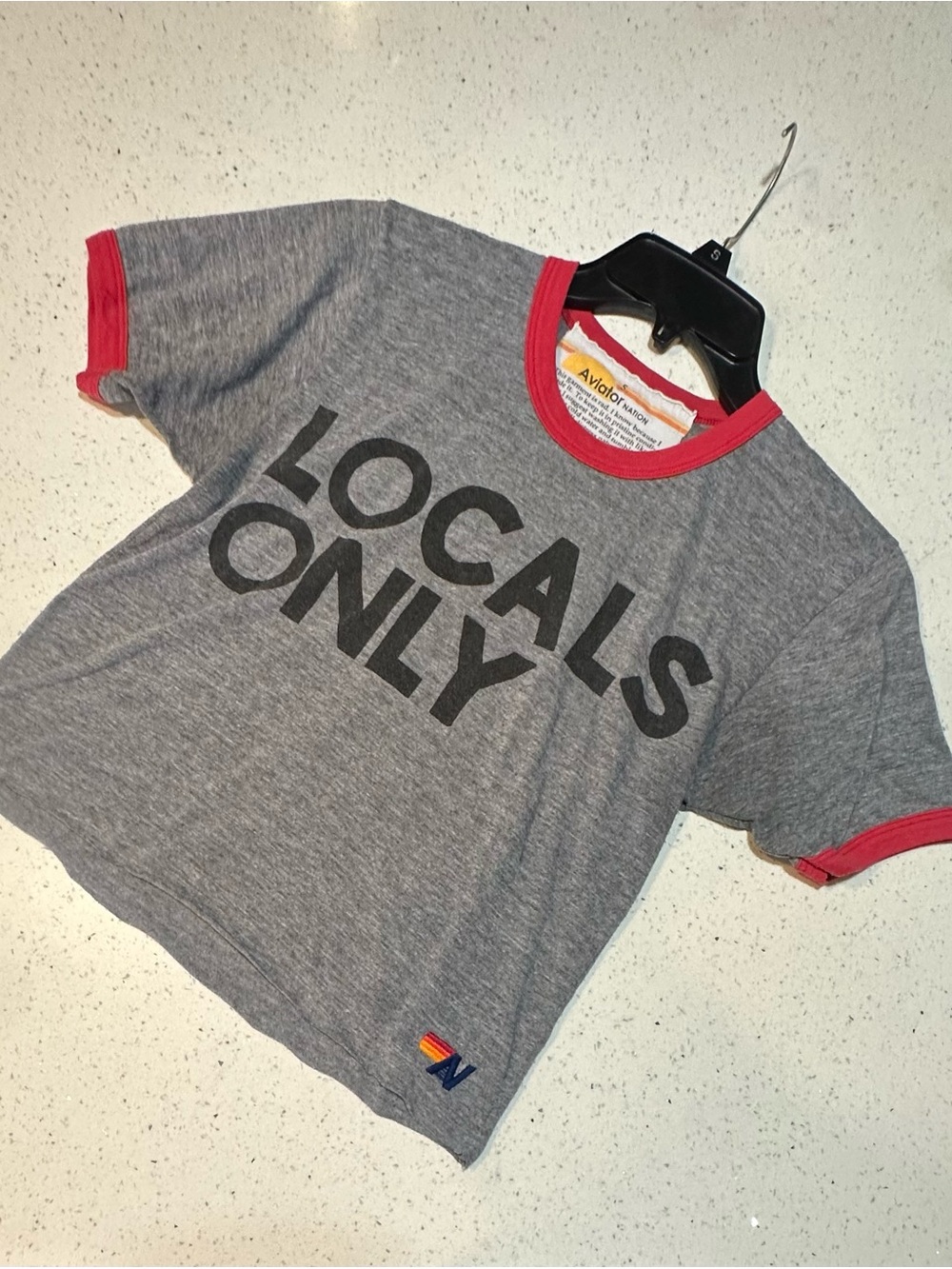 Aviator Nation Locals Only Tee Gray Red Trim Size S / see description